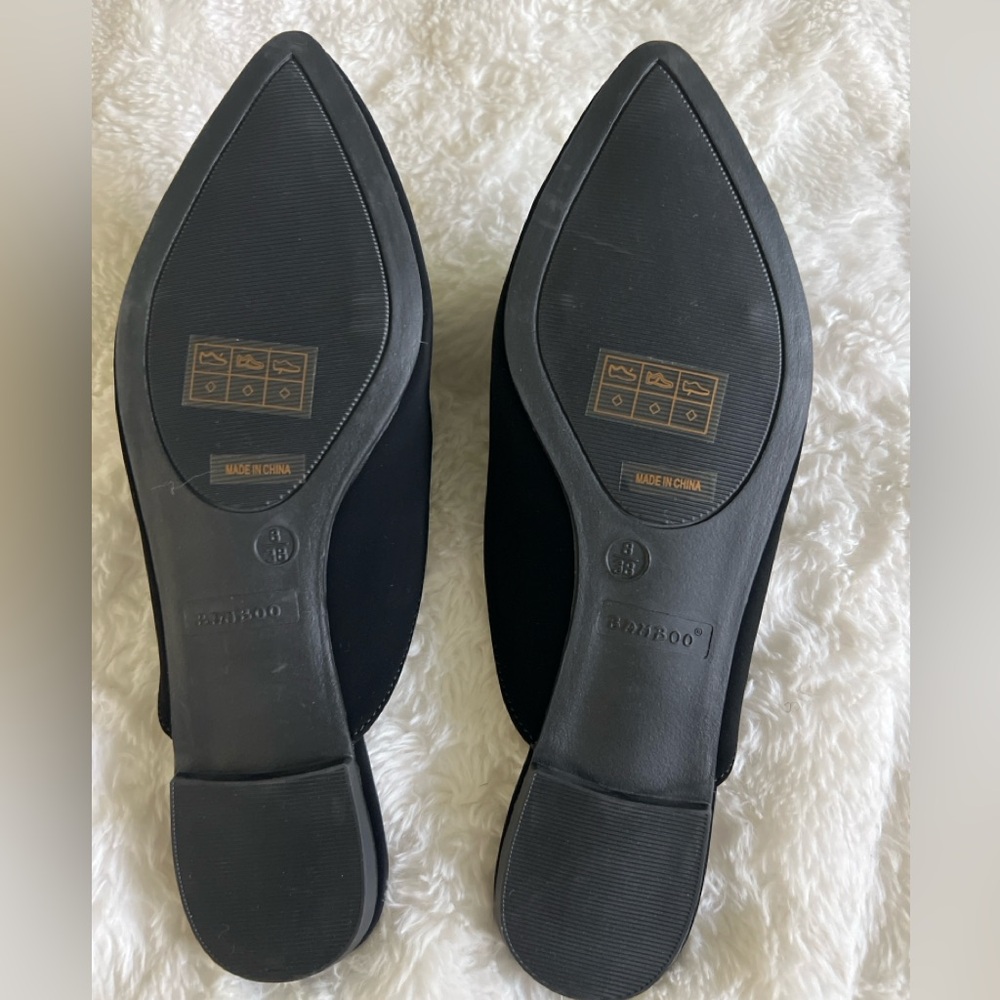 NWT Bamboo Women’s Black Pointed Toe Mule Flats Size 8 Slip On Loafer Shoes - Picture 4 of 4